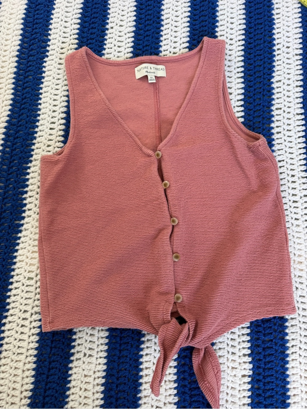 Madewell Rose Tie-Front Knit Tank
